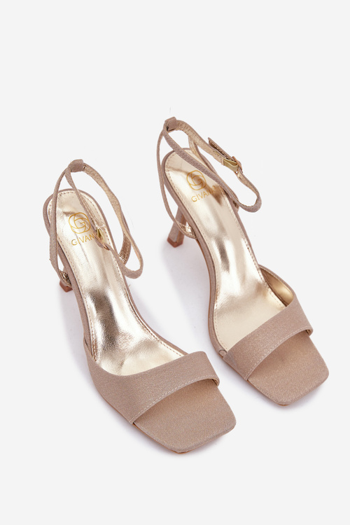 Жіночі сандалі на шпильці з блискучим золотим дизайном Brisora