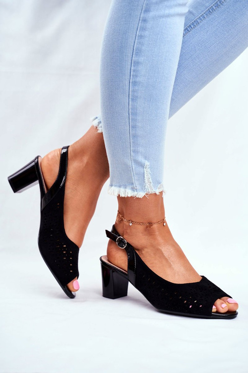 Жіночі босоніжки на підборах Sergio Leone чорні SK832