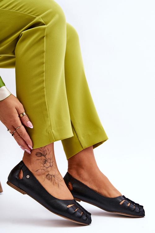 Зручні шкіряні жіночі балетки Black Luka