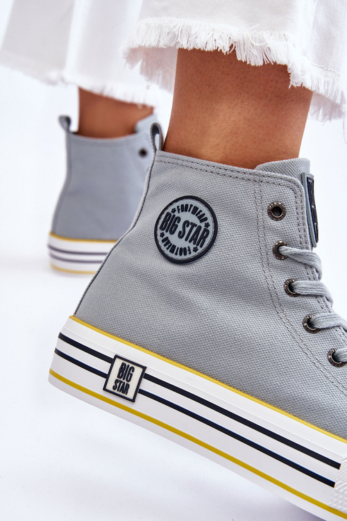 Жіночі високі текстильні кросівки на платформі Big Star LL274188 Світло-блакитні