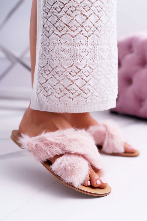 Жіночі пухнасті шльопанці Lu Boo рожеві
