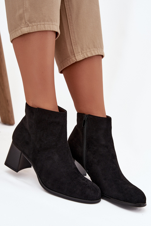 Жіночі чоботи на каблуці Еко замша Чорний Marilou