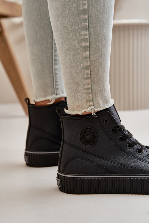 Жіночі утеплені кросівки з еко шкіри Big Star OO274790 Чорні