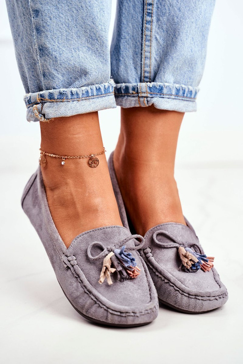 Жіночі лофери замшеві 20PB35-2003 сірі Donna Mia