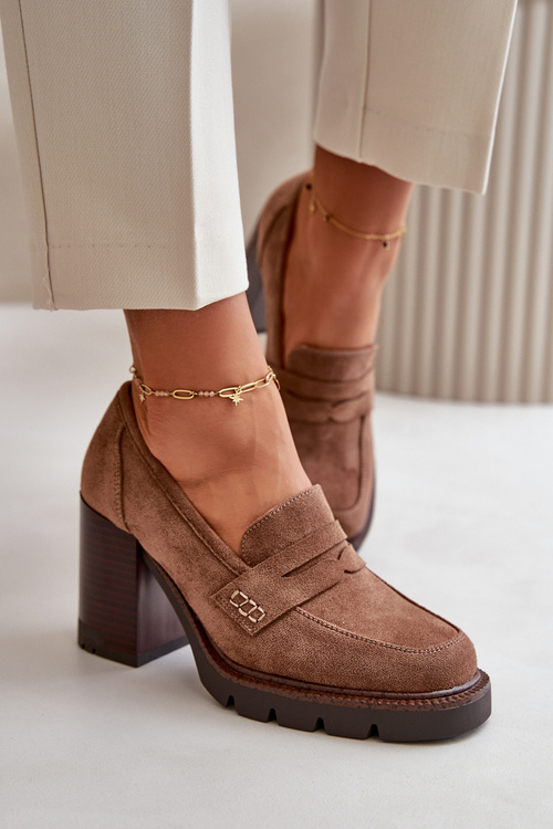 Жіночі човники на високих підборах і платформі з чорної еко-замші Vinceza 58105