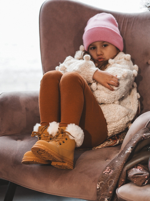 Дитячі черевики Trapper на блискавці та штучному хутрі Camel Gerande