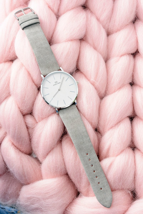 Сірий стильний шкіряний жіночий годинник Giorgio&Dario