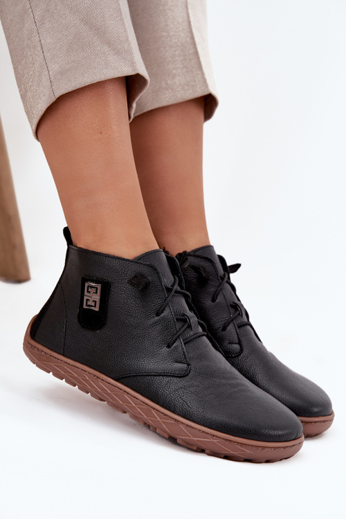 Шкіряні жіночі босоніжки Barefoot з декоративним елементом Zazoo 30072 Чорні