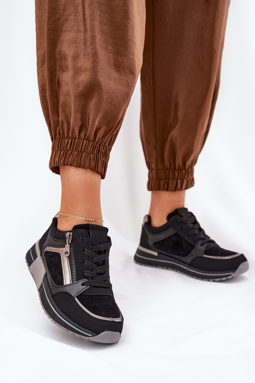 Жіноче Спортивне Взуття З Блискавкою На Платформі Чорне Larys