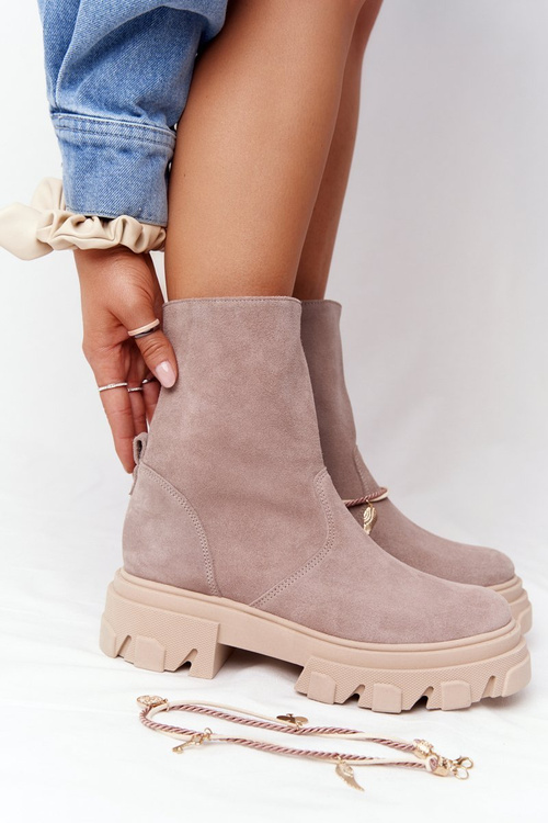 Жіночі замшеві черевики Lewski Shoes 3006-0 Бежеві