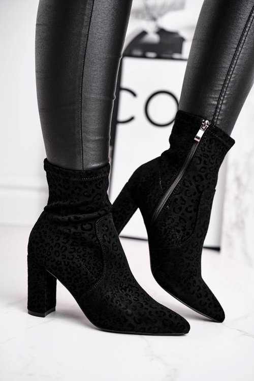 Чоботи жіночі на високому каблуці Чорна пантера
