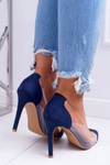 Жіночі прозорі туфлі на шпильці темно-сині Live