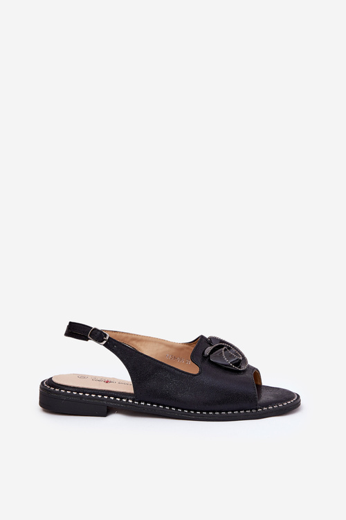 Блискучі Жіночі Сандалі З Декором S.Barski KV51-006 Чорні