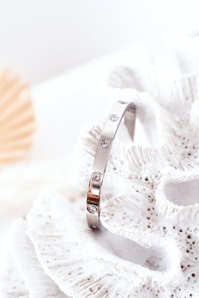 Сталевий браслет із срібним кубічним цирконієм