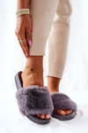 Гумові литі тапочки з еко хутром сірі Emmie
