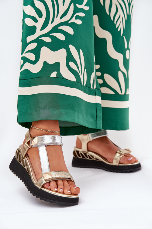 Жіночі Шкіряні Сандалі на Босоніжці D&A CR51-135 Золото-Срібло