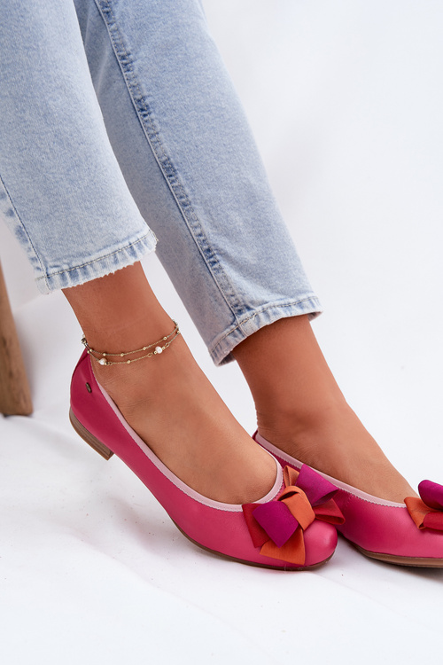 Шкіряні Балерини З Бантиком Maciejka P6801-15 Фуксія