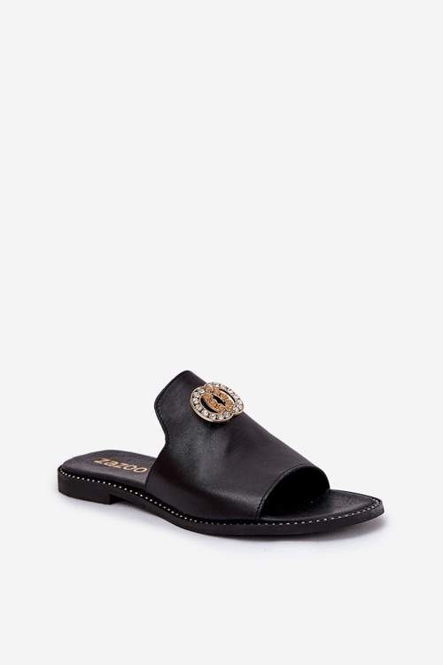 Елегантні Жіночі Шкіряні Сандалі З Декорацією Zazoo 3008 Чорні