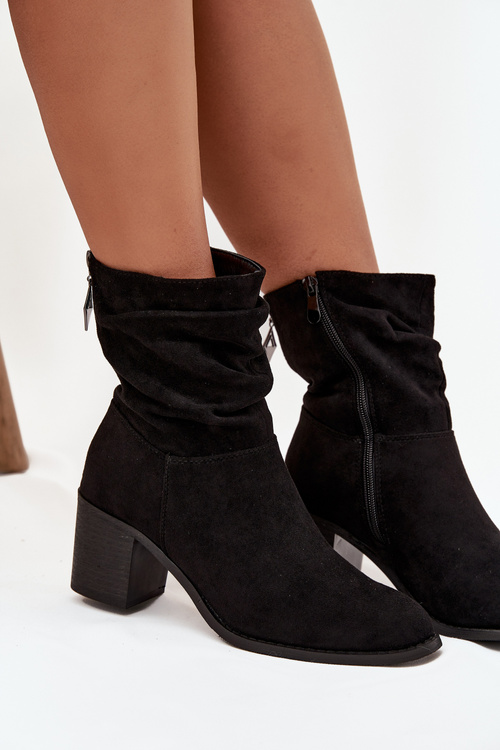 Жіночі черевики з збиранням на каблуці S.Barski HY52-516 Чорні