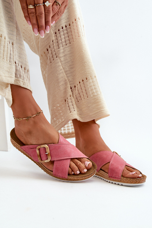 Зручні жіночі шльопанці з пряжкою Inblu VO000012 Рожеві