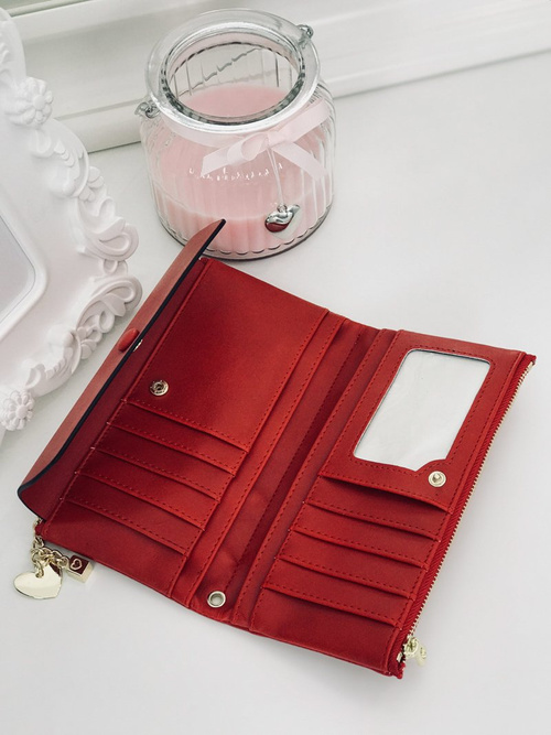 Великий жіночий червоний гаманець із брелоком у формі серця