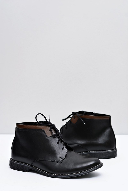 Чоловічі високі чоботи теплі на блискавці чорні Mendez