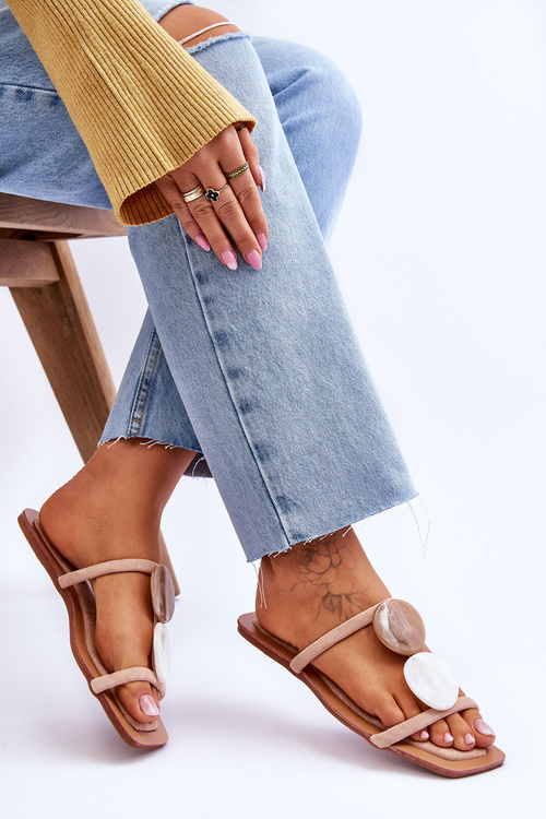 Прикрашені замшеві тапочки голого кольору Victoria