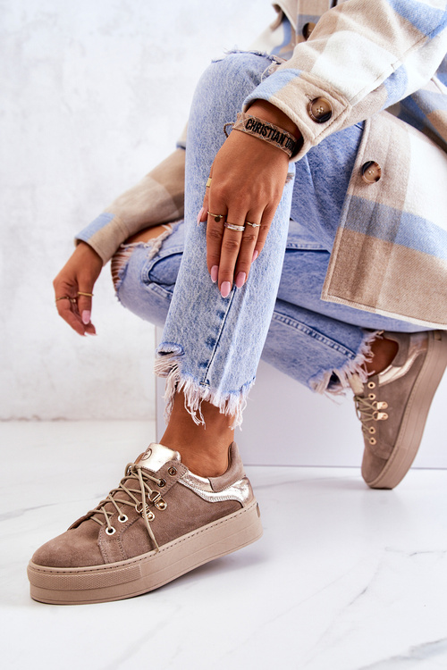 Замшеві спортивні туфлі на платформі Beige Mary Ann