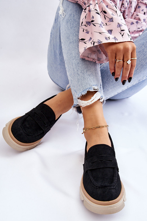 Жіночі лофери на підборах чорні Fletcher