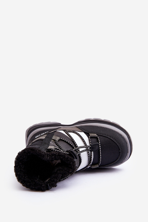 Дитячі снігові черевики на блискавці з хутряною підкладкою, чорні, велика зірка MM374193