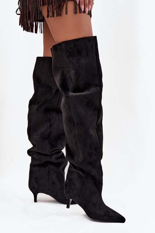 Чоботи жіночі на підборах чорні Ysolienne