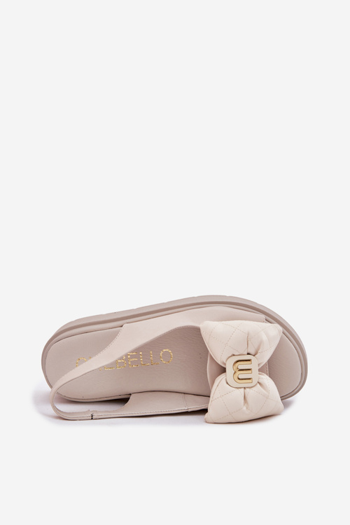 Жіночі Шкіряні Сандалі На Платформі З Бантом CheBello 4641 Бежеві