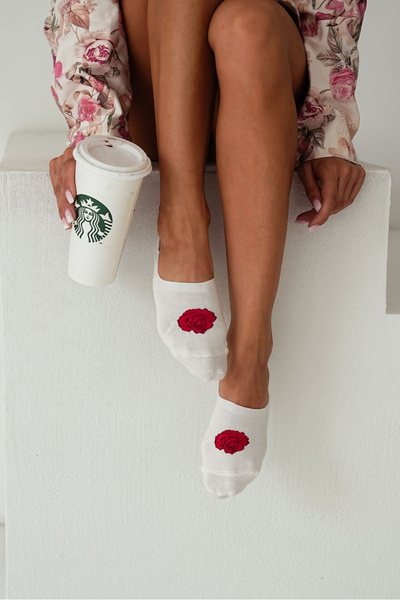 Жіночі Бавовняні Мікро Шкарпетки Рожеві Екру