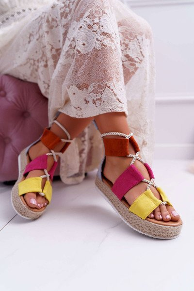 Жіночі замшеві босоніжки на платформі різнокольорові Ergola