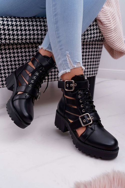 Жіночі весняні черевики на плоскій підошві чорні одинарні