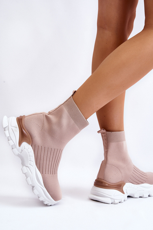 Жіночі кросівки з високими шкарпетками бежеві Jovie