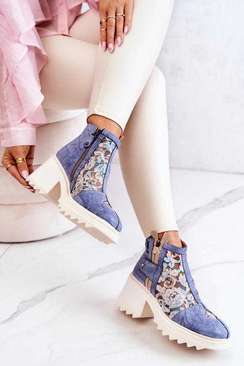 Чоботи шкіряні на масивній пості Maciejka Blue 05325-06