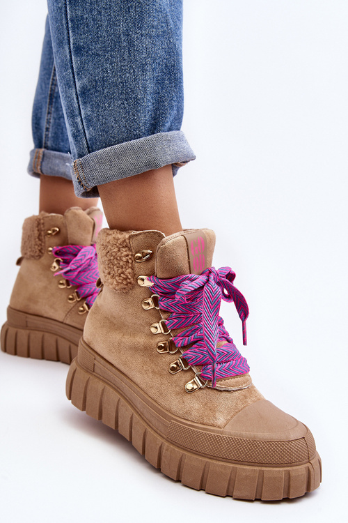 Утеплені черевики на товстій підошві Ralotta коричневого кольору