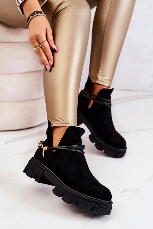 Замшеві робочі черевики без лямок Чорні Moriah