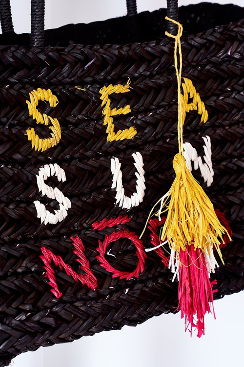 Плетена пляжна сумка шоппер NOBO XK00410 Чорна