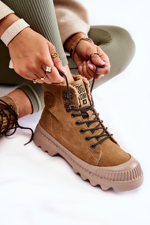 Замшеві теплі черевики Big Star KK274521 Бежеві