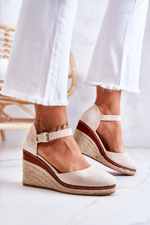 Жіночі еспадрільї на танкетці бежевий тамарилл