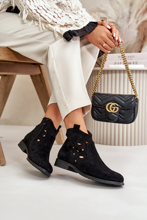 Жіночі ботильйони з вирізом на блискавці чорні S.Barski HY42-081