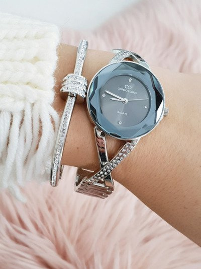 Жіночий годинник Giorgio & Dario з паєтками Cube Silver