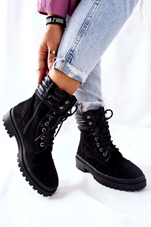 Жіночі байкерські черевики замшеві чорні Deliopis