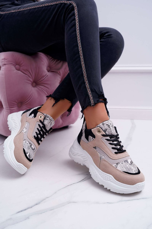 Спортивні жіночі чоботи на товстій підошві бежеві Snake Miltru