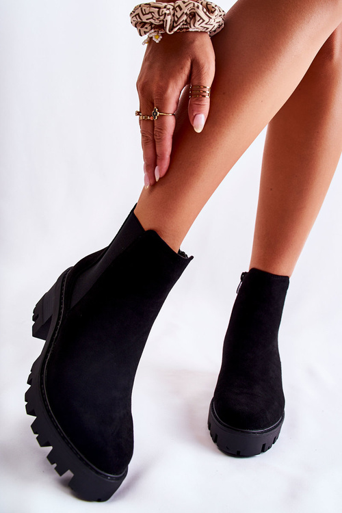 Теплі жіночі черевики на блискавці Black Lenaris