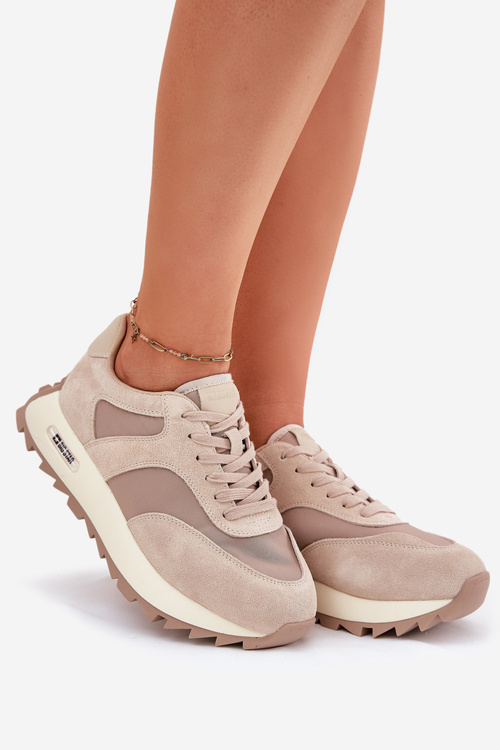Замшеві Кросівки На Платформі Жіночі Big Star RR274897 HI-POLY SYSTEM Бежеві