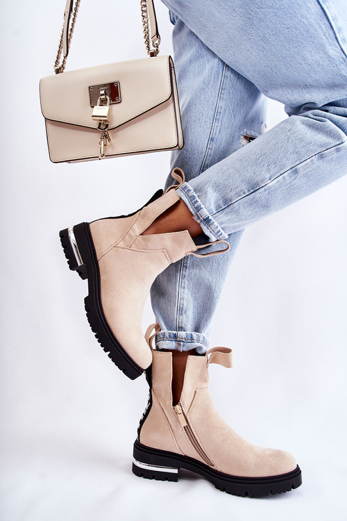 Замшеві черевики з вирізами бежеві Elvera