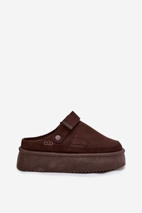 Жіночі зимові чоботи на платформі з застібкою Velcro шоколадні Jorielle